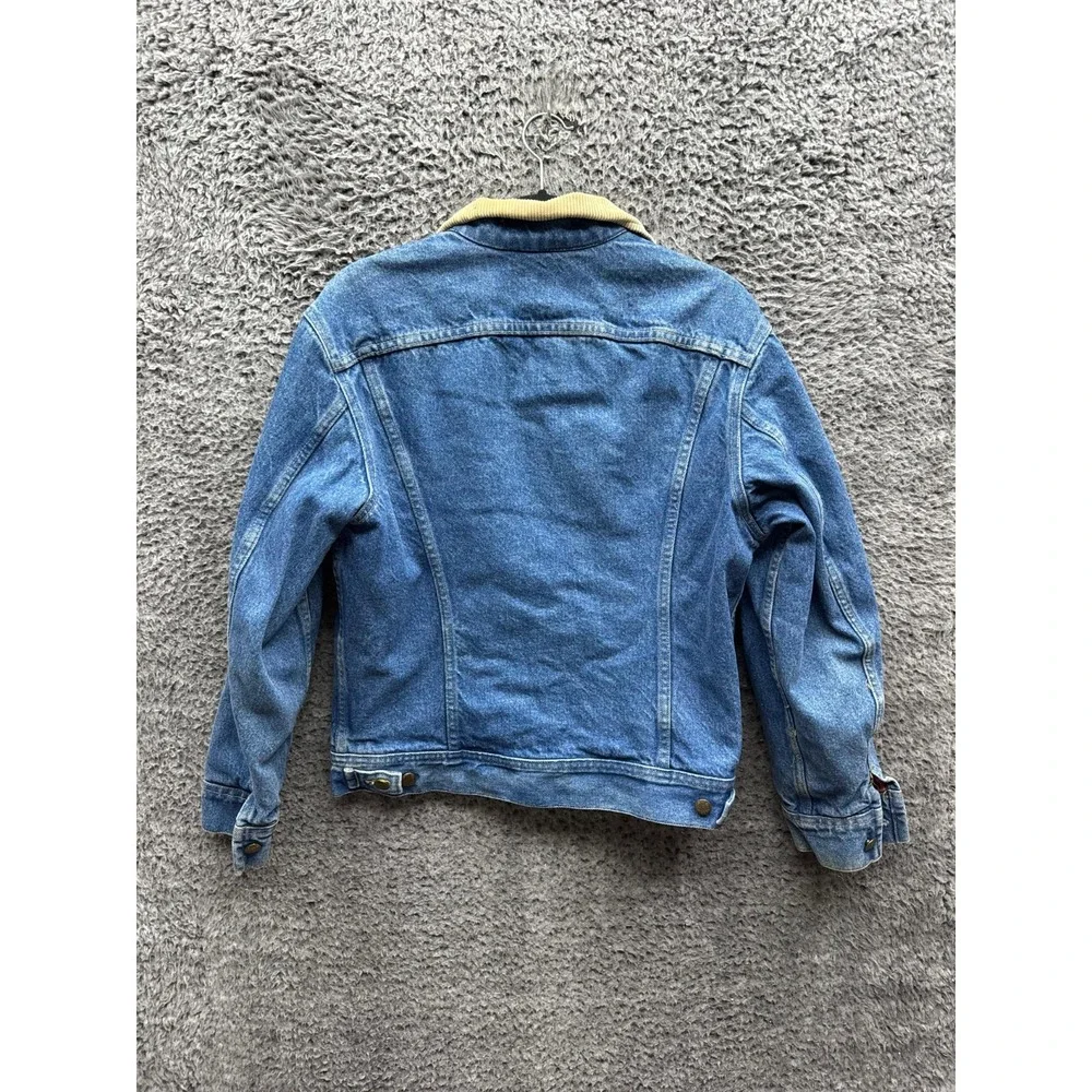 Vintage 80s Lee Storm Rider Flannel Lined Denim Trucker Jacket Blue Mens Size S